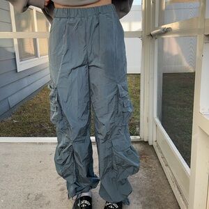 Gold Hinge blue metal windbreaker pants
